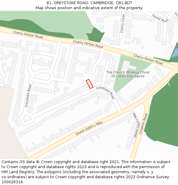 81, GREYSTOKE ROAD, CAMBRIDGE, CB1 8DT: Location map and indicative extent of plot