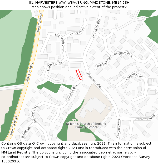 81, HARVESTERS WAY, WEAVERING, MAIDSTONE, ME14 5SH: Location map and indicative extent of plot