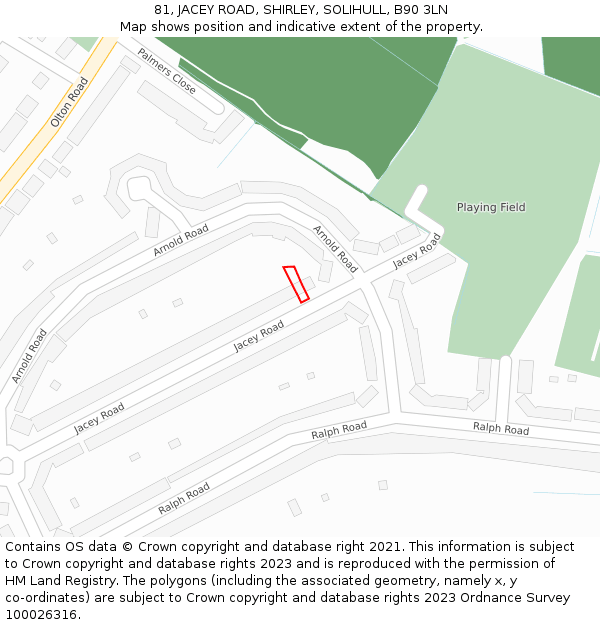 81, JACEY ROAD, SHIRLEY, SOLIHULL, B90 3LN: Location map and indicative extent of plot
