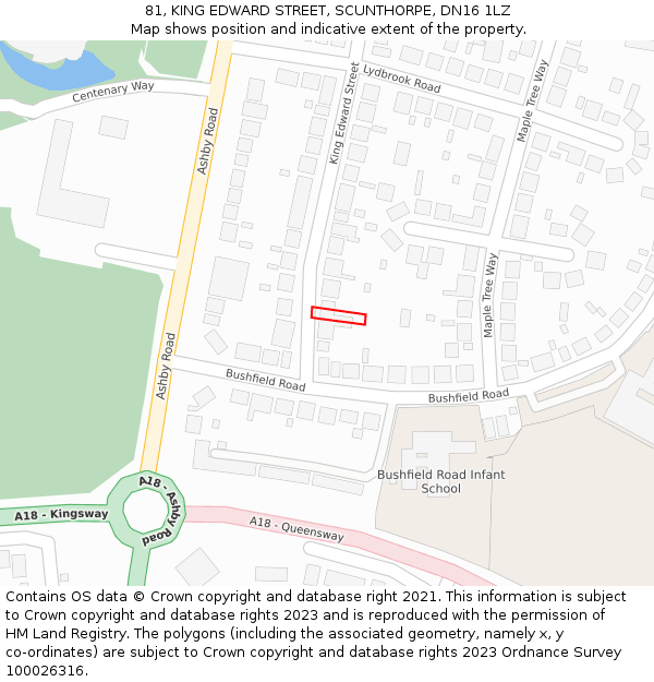 81, KING EDWARD STREET, SCUNTHORPE, DN16 1LZ: Location map and indicative extent of plot