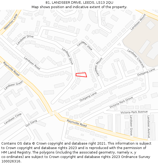 81, LANDSEER DRIVE, LEEDS, LS13 2QU: Location map and indicative extent of plot