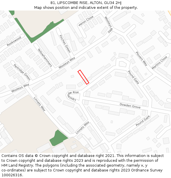 81, LIPSCOMBE RISE, ALTON, GU34 2HJ: Location map and indicative extent of plot