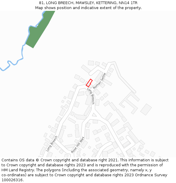 81, LONG BREECH, MAWSLEY, KETTERING, NN14 1TR: Location map and indicative extent of plot