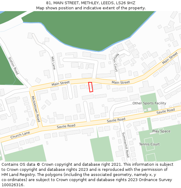 81, MAIN STREET, METHLEY, LEEDS, LS26 9HZ: Location map and indicative extent of plot