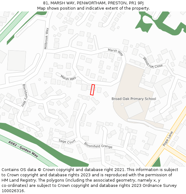 81, MARSH WAY, PENWORTHAM, PRESTON, PR1 9PJ: Location map and indicative extent of plot