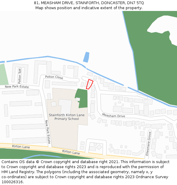 81, MEASHAM DRIVE, STAINFORTH, DONCASTER, DN7 5TQ: Location map and indicative extent of plot
