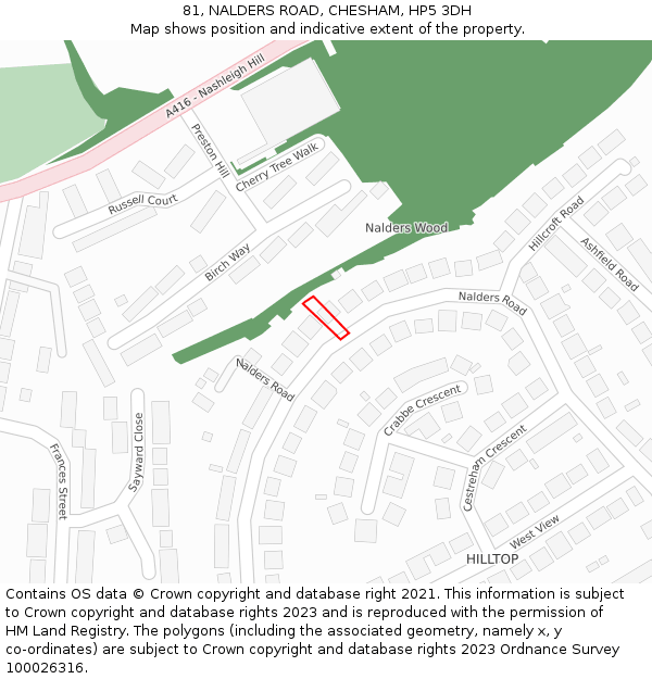 81, NALDERS ROAD, CHESHAM, HP5 3DH: Location map and indicative extent of plot