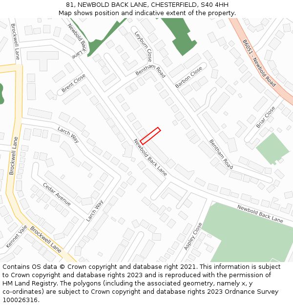 81, NEWBOLD BACK LANE, CHESTERFIELD, S40 4HH: Location map and indicative extent of plot