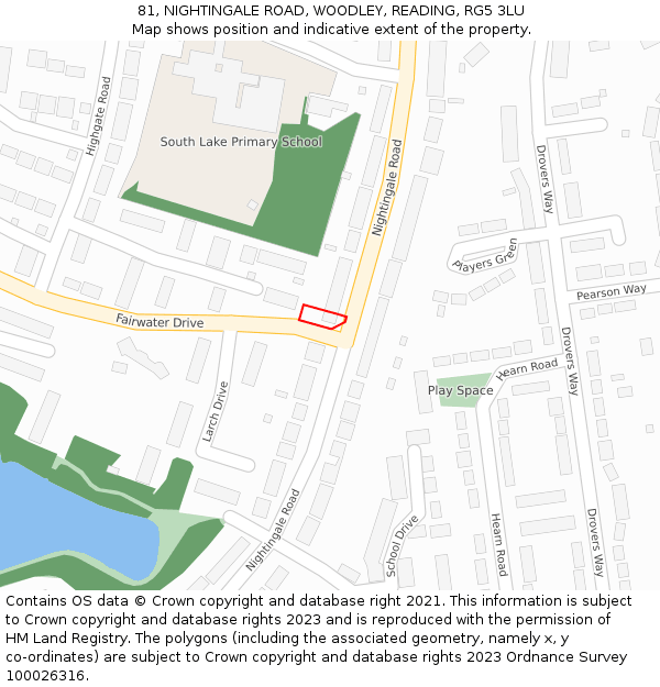 81, NIGHTINGALE ROAD, WOODLEY, READING, RG5 3LU: Location map and indicative extent of plot