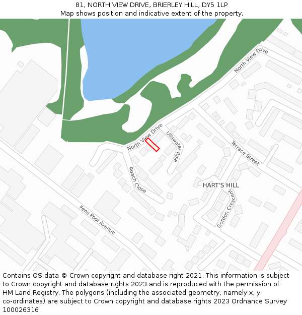 81, NORTH VIEW DRIVE, BRIERLEY HILL, DY5 1LP: Location map and indicative extent of plot