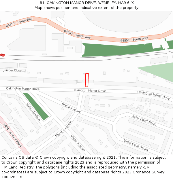 81, OAKINGTON MANOR DRIVE, WEMBLEY, HA9 6LX: Location map and indicative extent of plot