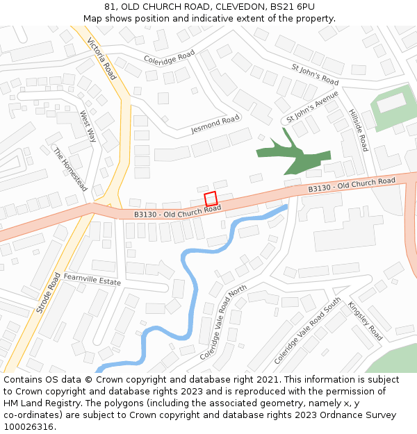 81, OLD CHURCH ROAD, CLEVEDON, BS21 6PU: Location map and indicative extent of plot
