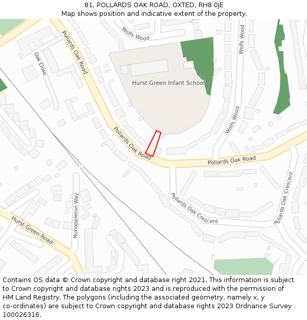 81, POLLARDS OAK ROAD, OXTED, RH8 0JE: Location map and indicative extent of plot