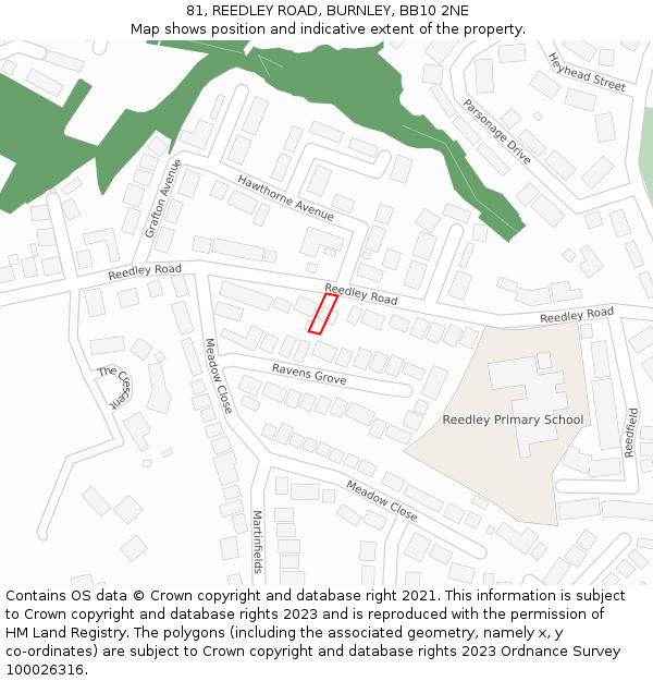 81, REEDLEY ROAD, BURNLEY, BB10 2NE: Location map and indicative extent of plot