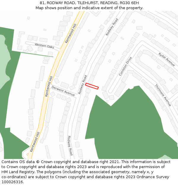 81, RODWAY ROAD, TILEHURST, READING, RG30 6EH: Location map and indicative extent of plot
