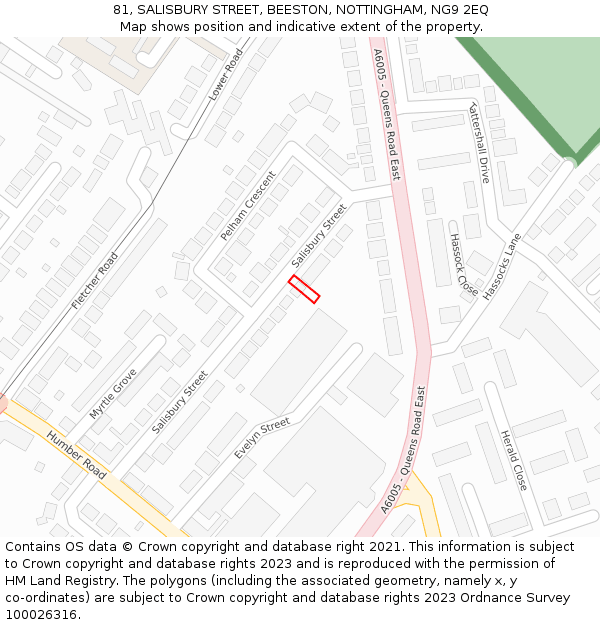 81, SALISBURY STREET, BEESTON, NOTTINGHAM, NG9 2EQ: Location map and indicative extent of plot