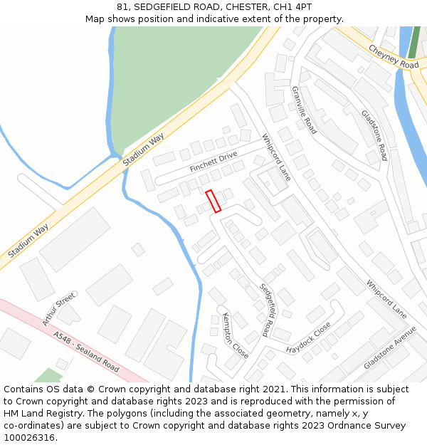 81, SEDGEFIELD ROAD, CHESTER, CH1 4PT: Location map and indicative extent of plot