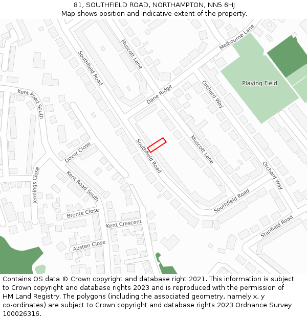81, SOUTHFIELD ROAD, NORTHAMPTON, NN5 6HJ: Location map and indicative extent of plot