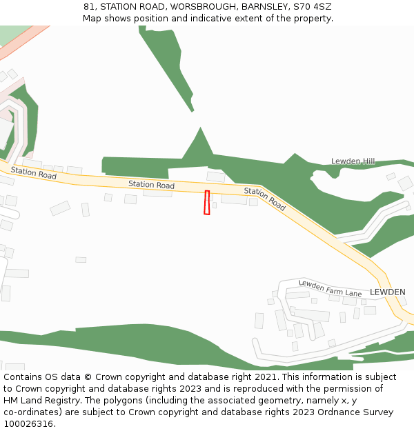 81, STATION ROAD, WORSBROUGH, BARNSLEY, S70 4SZ: Location map and indicative extent of plot