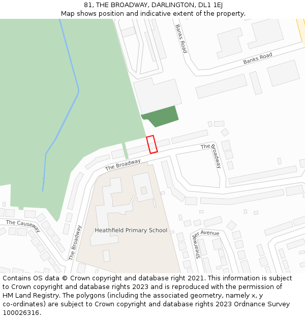81, THE BROADWAY, DARLINGTON, DL1 1EJ: Location map and indicative extent of plot