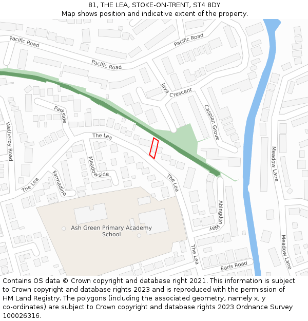 81, THE LEA, STOKE-ON-TRENT, ST4 8DY: Location map and indicative extent of plot