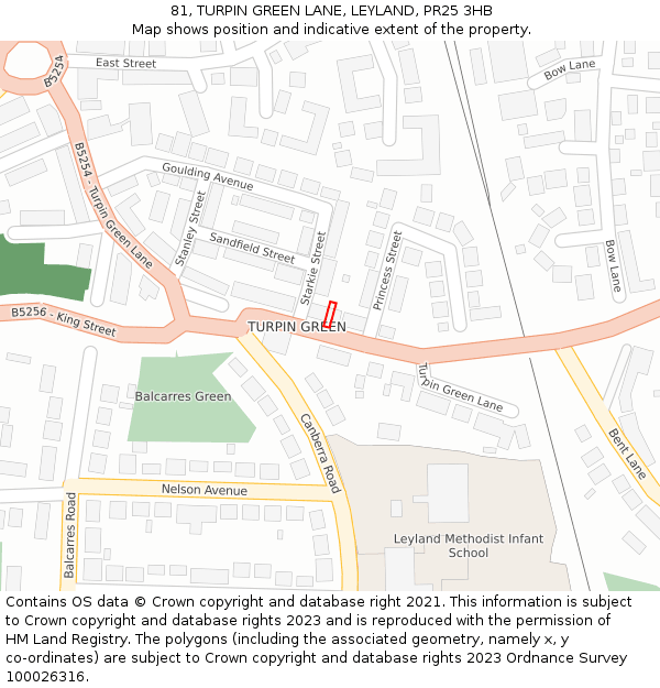 81, TURPIN GREEN LANE, LEYLAND, PR25 3HB: Location map and indicative extent of plot