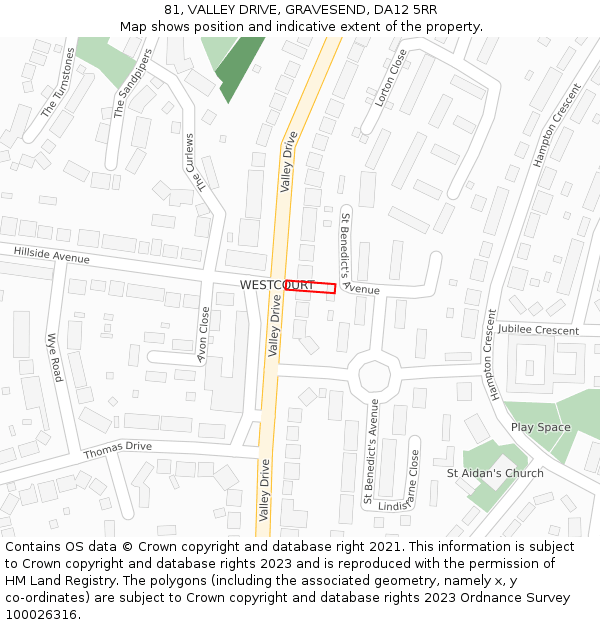 81, VALLEY DRIVE, GRAVESEND, DA12 5RR: Location map and indicative extent of plot