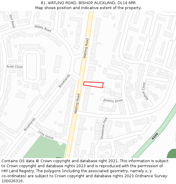 81, WATLING ROAD, BISHOP AUCKLAND, DL14 6RR: Location map and indicative extent of plot