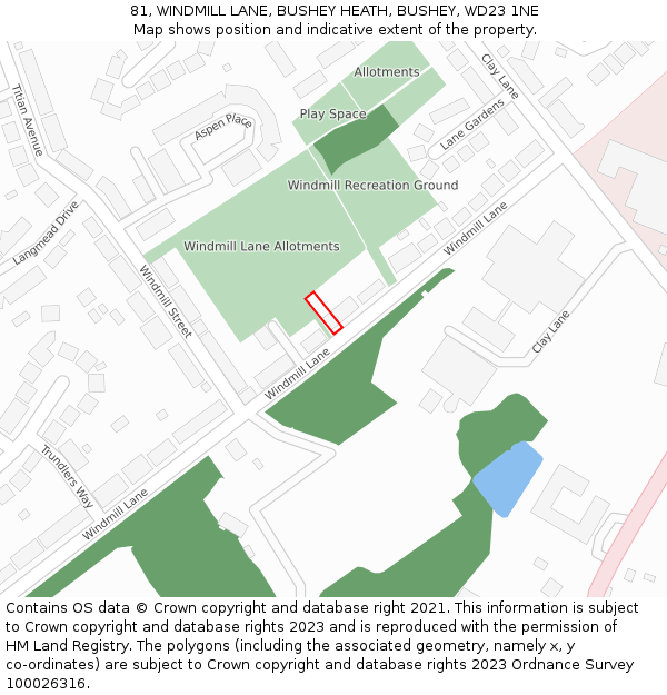 81, WINDMILL LANE, BUSHEY HEATH, BUSHEY, WD23 1NE: Location map and indicative extent of plot