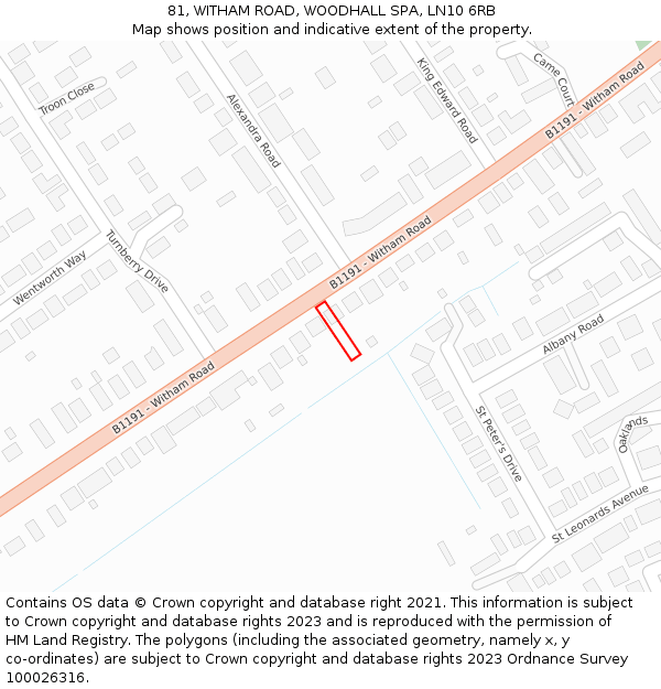 81, WITHAM ROAD, WOODHALL SPA, LN10 6RB: Location map and indicative extent of plot
