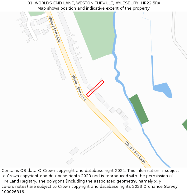 81, WORLDS END LANE, WESTON TURVILLE, AYLESBURY, HP22 5RX: Location map and indicative extent of plot