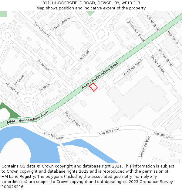 811, HUDDERSFIELD ROAD, DEWSBURY, WF13 3LR: Location map and indicative extent of plot