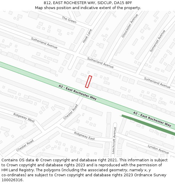 812, EAST ROCHESTER WAY, SIDCUP, DA15 8PF: Location map and indicative extent of plot