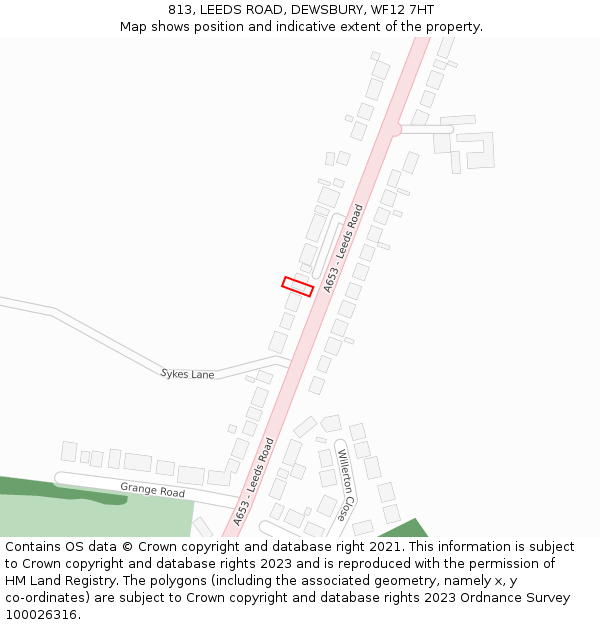813, LEEDS ROAD, DEWSBURY, WF12 7HT: Location map and indicative extent of plot