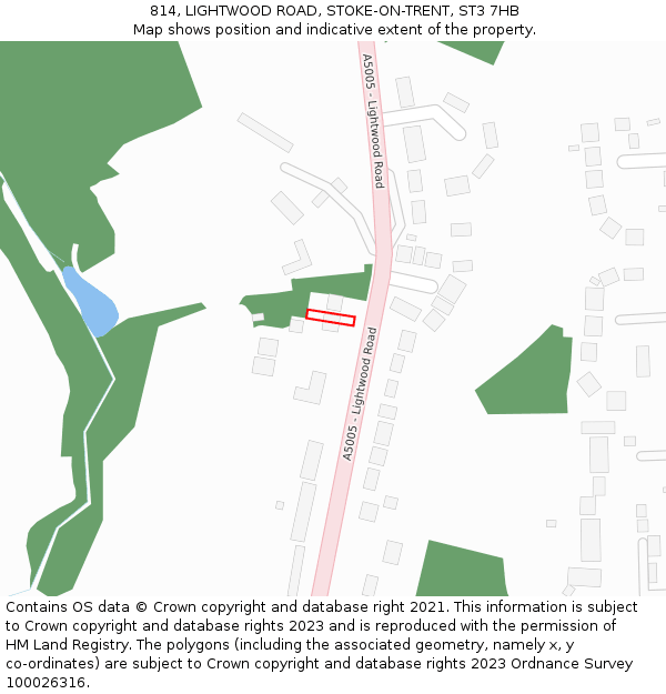 814, LIGHTWOOD ROAD, STOKE-ON-TRENT, ST3 7HB: Location map and indicative extent of plot