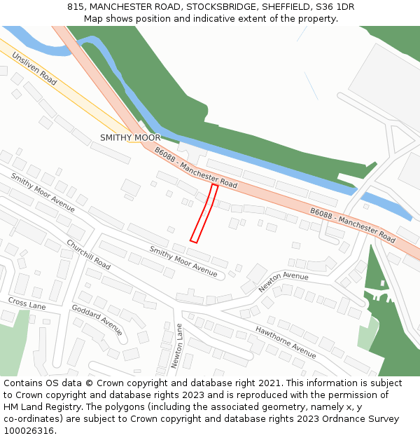 815, MANCHESTER ROAD, STOCKSBRIDGE, SHEFFIELD, S36 1DR: Location map and indicative extent of plot