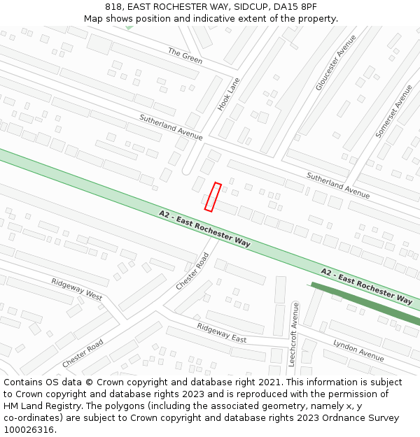 818, EAST ROCHESTER WAY, SIDCUP, DA15 8PF: Location map and indicative extent of plot