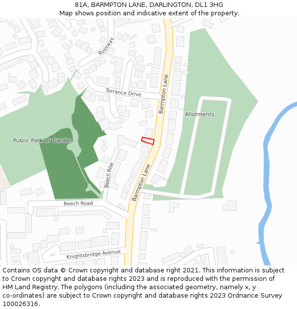 81A, BARMPTON LANE, DARLINGTON, DL1 3HG: Location map and indicative extent of plot