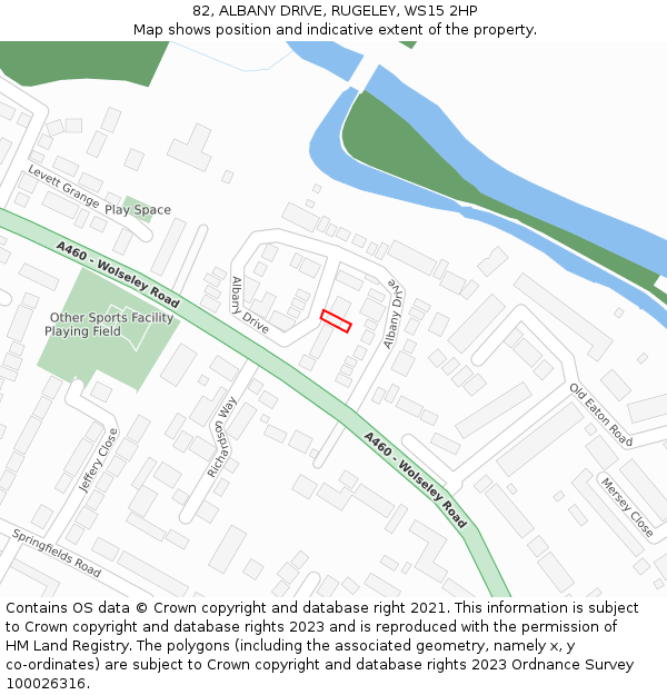 82, ALBANY DRIVE, RUGELEY, WS15 2HP: Location map and indicative extent of plot
