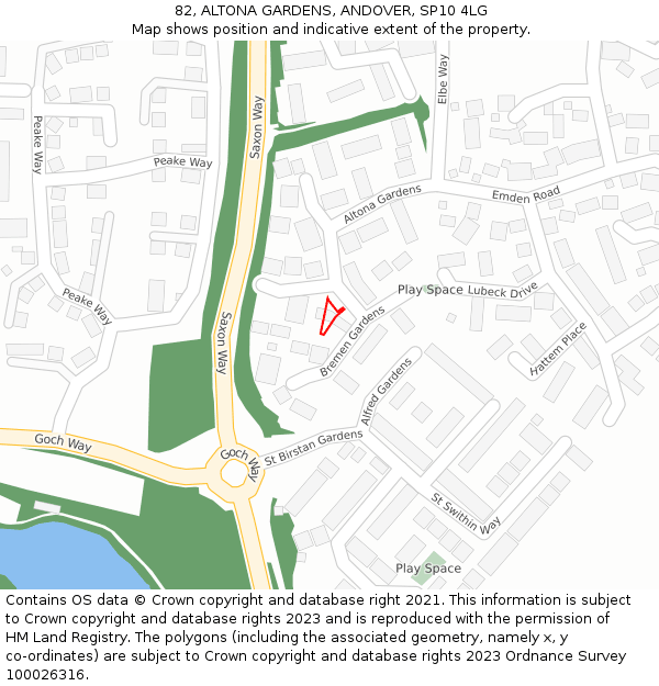 82, ALTONA GARDENS, ANDOVER, SP10 4LG: Location map and indicative extent of plot
