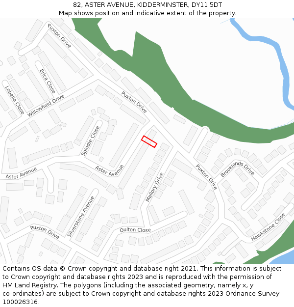 82, ASTER AVENUE, KIDDERMINSTER, DY11 5DT: Location map and indicative extent of plot