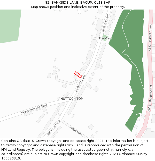 82, BANKSIDE LANE, BACUP, OL13 8HP: Location map and indicative extent of plot