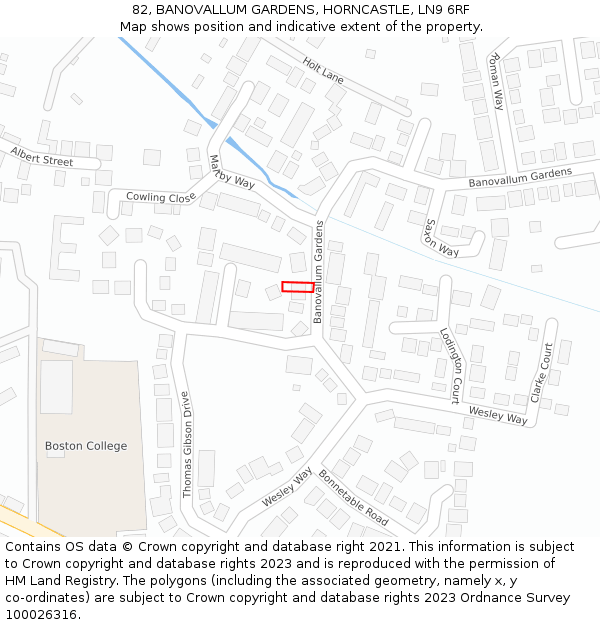82, BANOVALLUM GARDENS, HORNCASTLE, LN9 6RF: Location map and indicative extent of plot