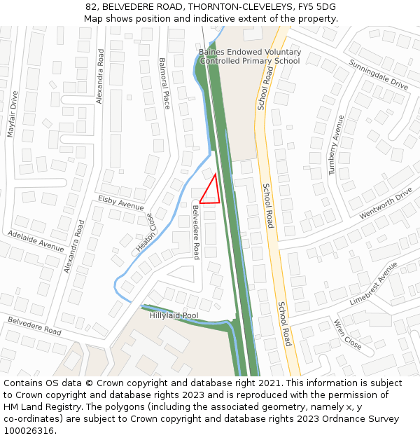 82, BELVEDERE ROAD, THORNTON-CLEVELEYS, FY5 5DG: Location map and indicative extent of plot