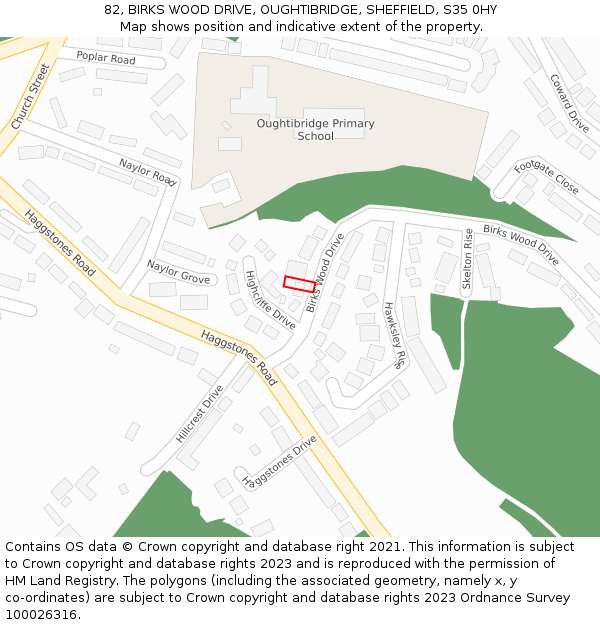 82, BIRKS WOOD DRIVE, OUGHTIBRIDGE, SHEFFIELD, S35 0HY: Location map and indicative extent of plot
