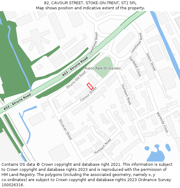 82, CAVOUR STREET, STOKE-ON-TRENT, ST1 5PL: Location map and indicative extent of plot
