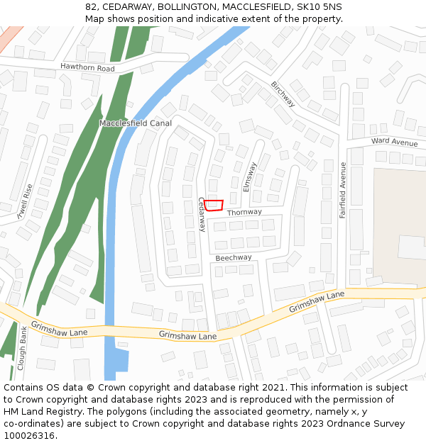 82, CEDARWAY, BOLLINGTON, MACCLESFIELD, SK10 5NS: Location map and indicative extent of plot