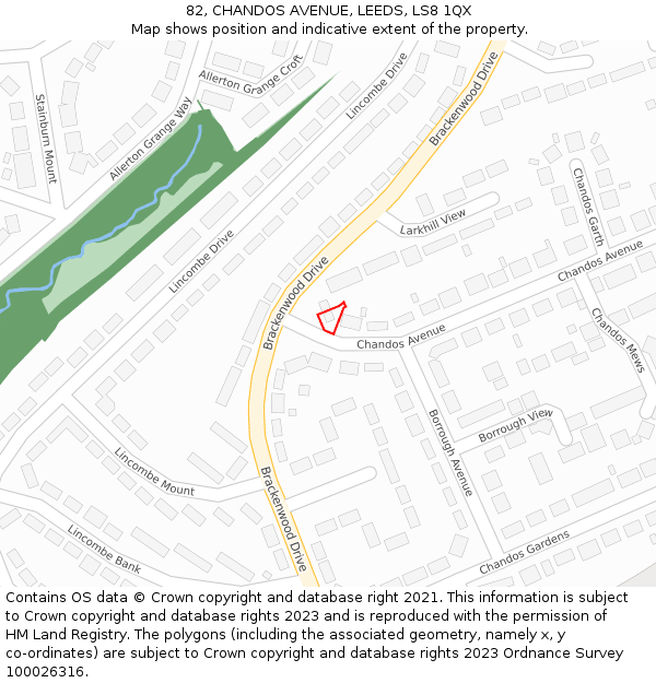 82, CHANDOS AVENUE, LEEDS, LS8 1QX: Location map and indicative extent of plot