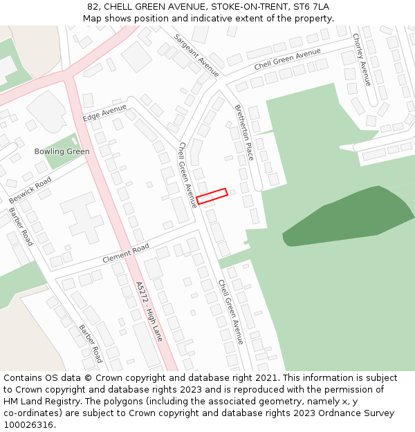 82, CHELL GREEN AVENUE, STOKE-ON-TRENT, ST6 7LA: Location map and indicative extent of plot