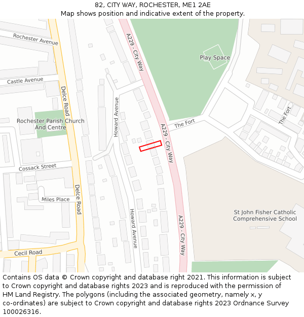 82, CITY WAY, ROCHESTER, ME1 2AE: Location map and indicative extent of plot